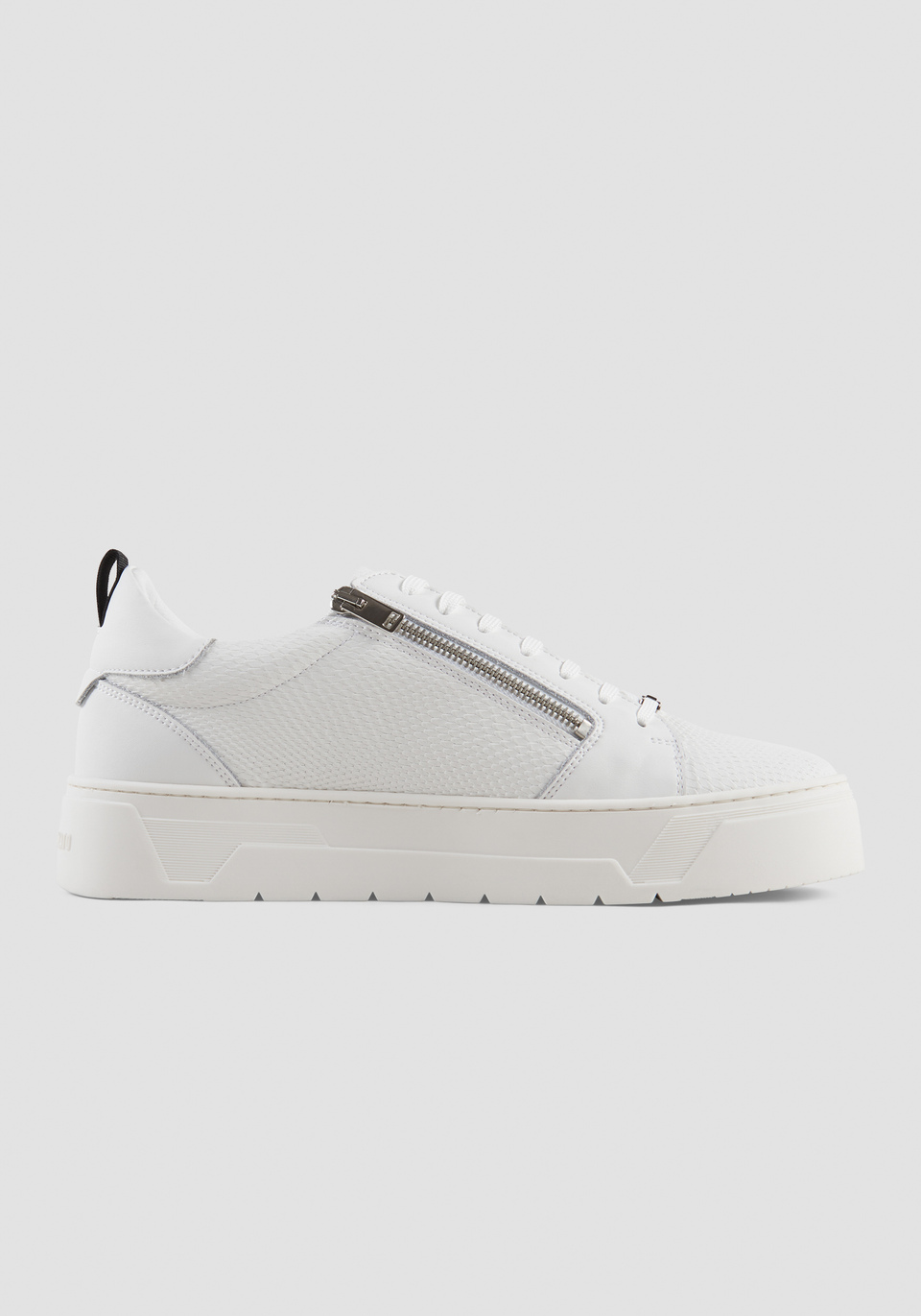 LEATHER ZIPPERED SNEAKER IN WHITE - Antony Morato Online Shop