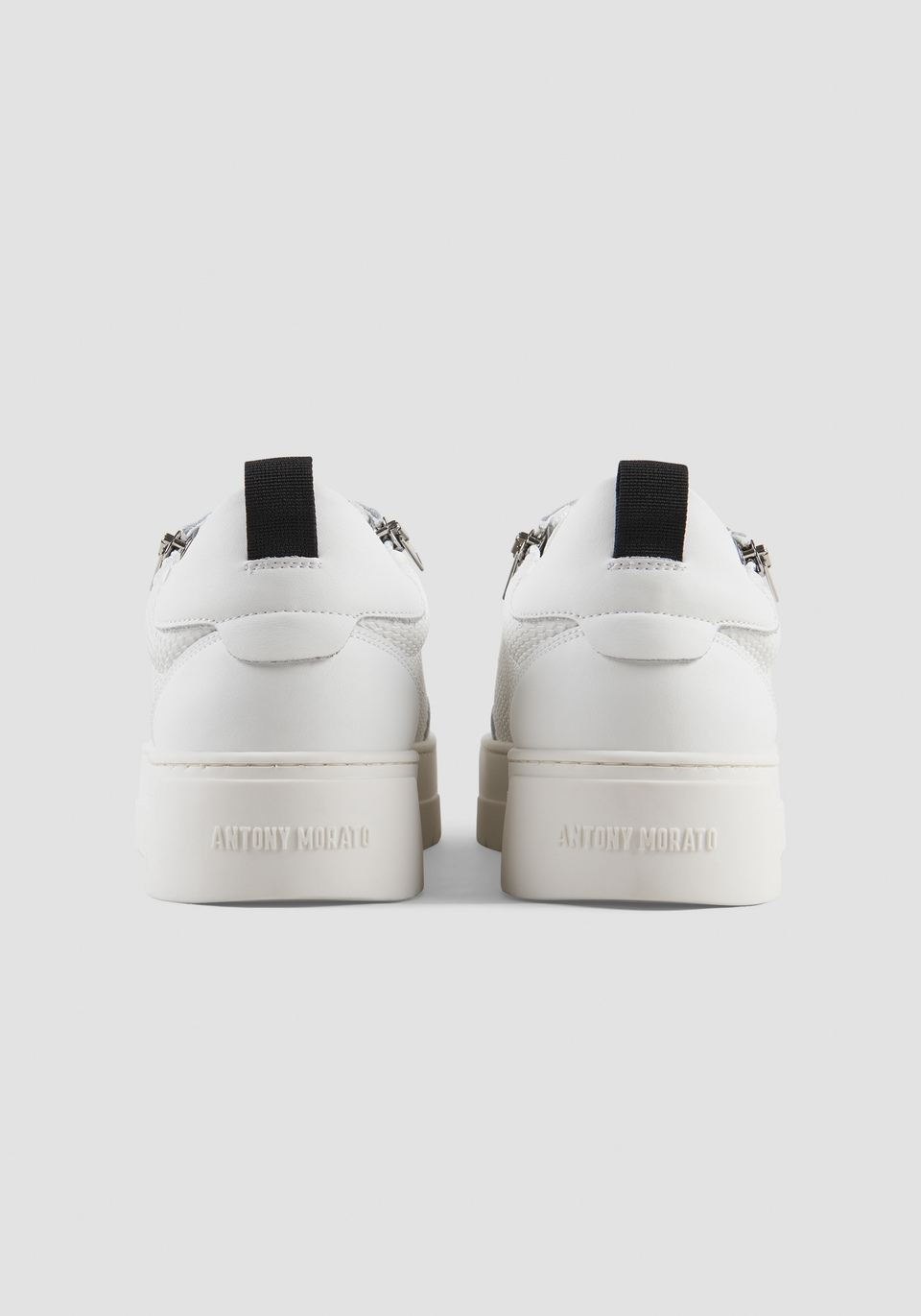 LEATHER ZIPPERED SNEAKER IN WHITE - Antony Morato Online Shop