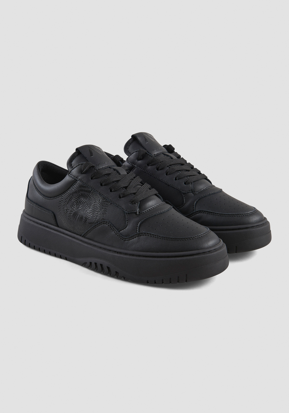 BASKETS « EHRAN » EN CUIR NOIR AVEC IMPRIMÉ TIGRE - Antony Morato Online Shop