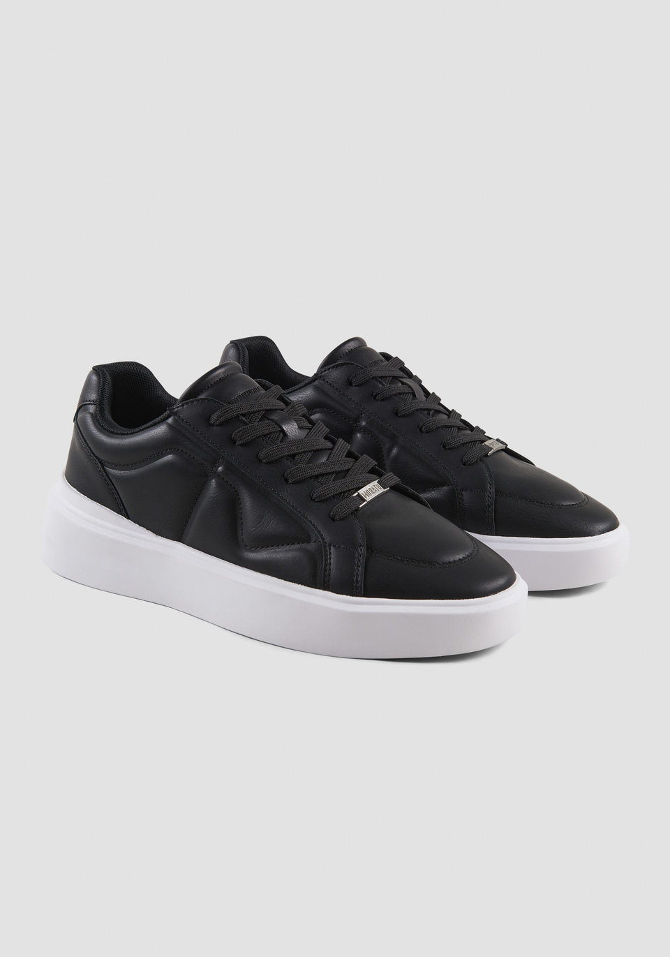 Black faux leather sneakers store