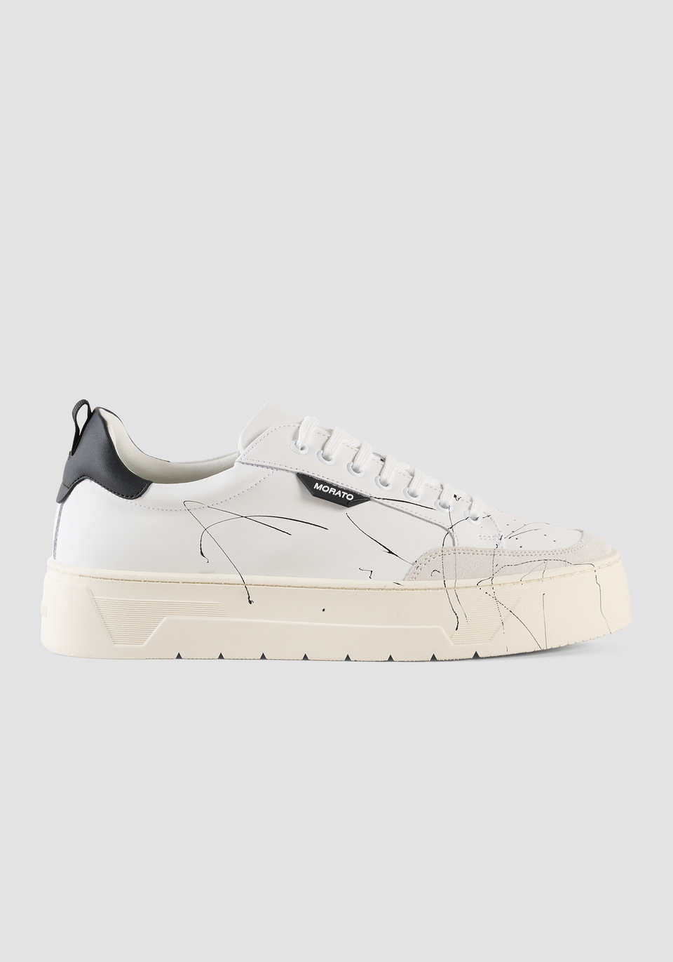"KLINE" LEATHER PLATFORM TRAINERS WITH ABSTRACT PRINT - Antony Morato Online Shop
