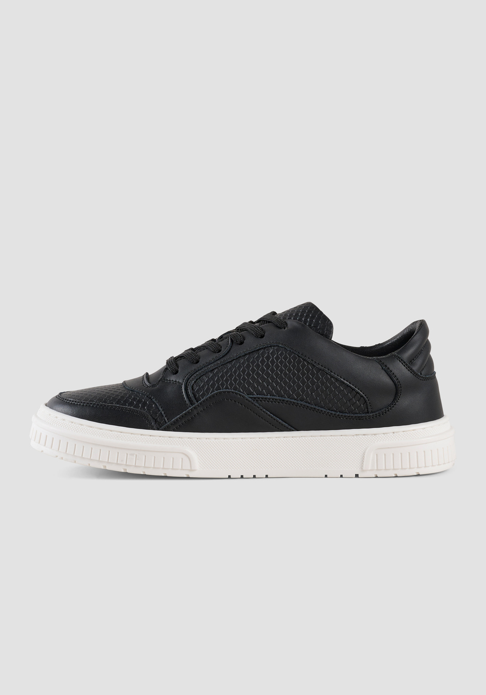 "CONNIE" LOW-TOP TRAINERS IN LEATHER WITH REPTILE PRINT DETAILS - Antony Morato Online Shop