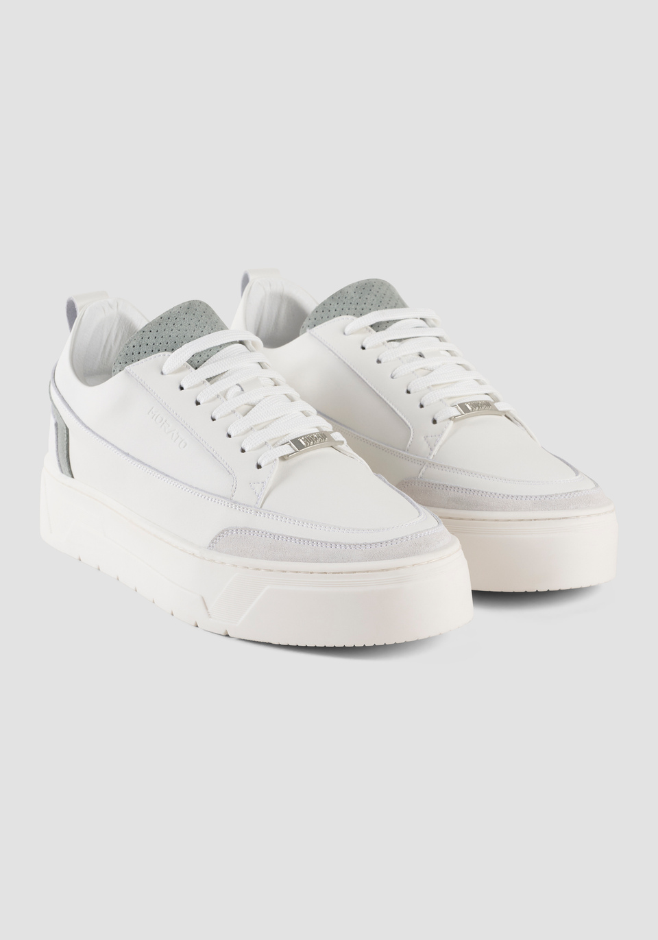 "FLINT" LOW-TOP TRAINERS IN LEATHER WITH CONTRASTING SUEDE DETAILS AND LOGO PLAQUE - Antony Morato Online Shop