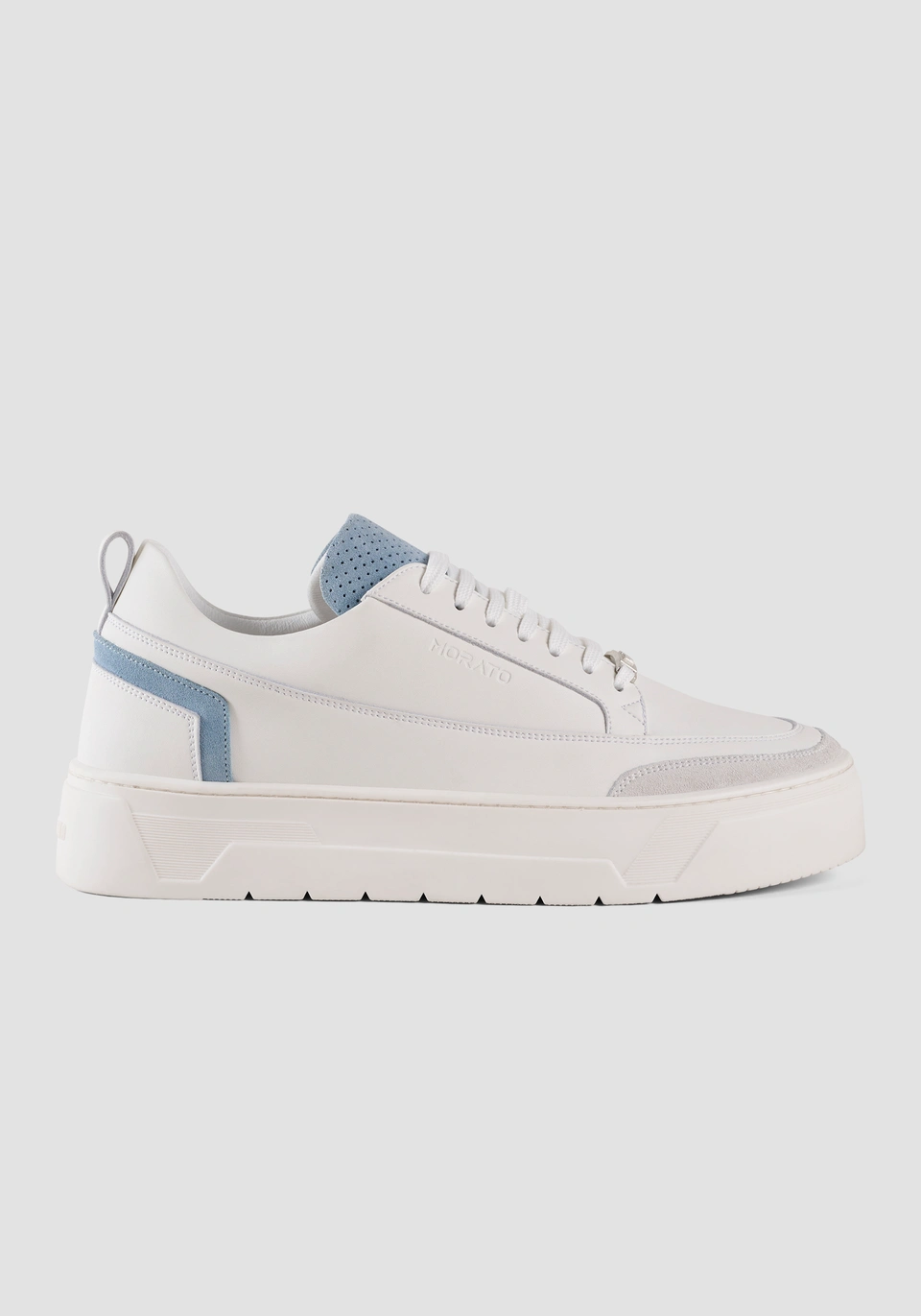 "FLINT" LOW-TOP TRAINERS IN LEATHER WITH CONTRASTING SUEDE DETAILS AND LOGO PLAQUE - Antony Morato Online Shop
