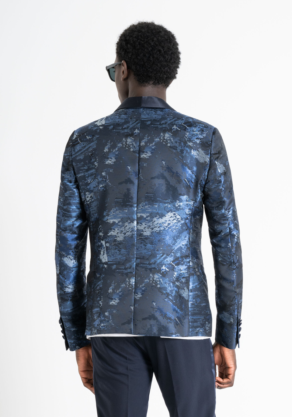 SLIM FIT "ROXANNE" JACKET IN JACQUARD FABRIC WITH SATIN CONTRAST - Antony Morato Online Shop