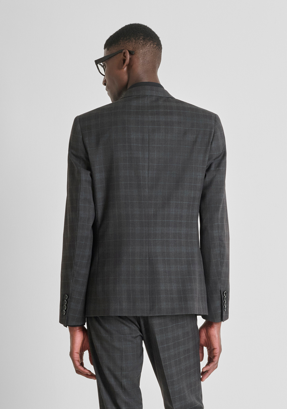 SLIM FIT-JACKE „BONNIE“ AUS STRETCH-VISKOSE MIT KARO-MUSTER - Antony Morato Online Shop