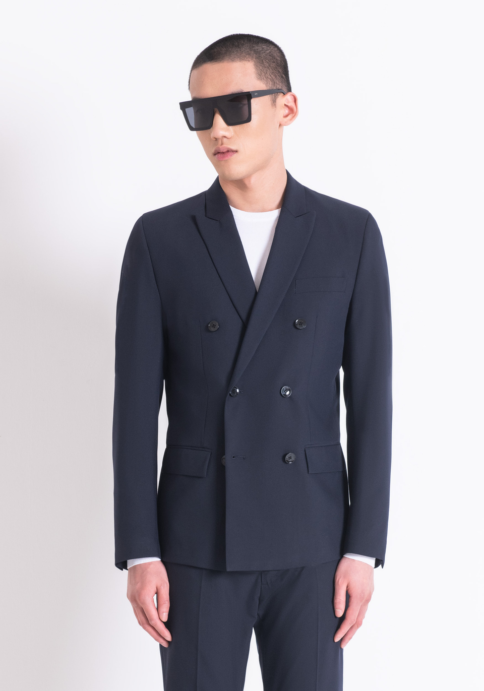 SLIM FIT "KATE" JACKET IN VISCOSE BLEND FABRIC WITH DOUBLE-BREASTED DETAILS - Antony Morato Online Shop