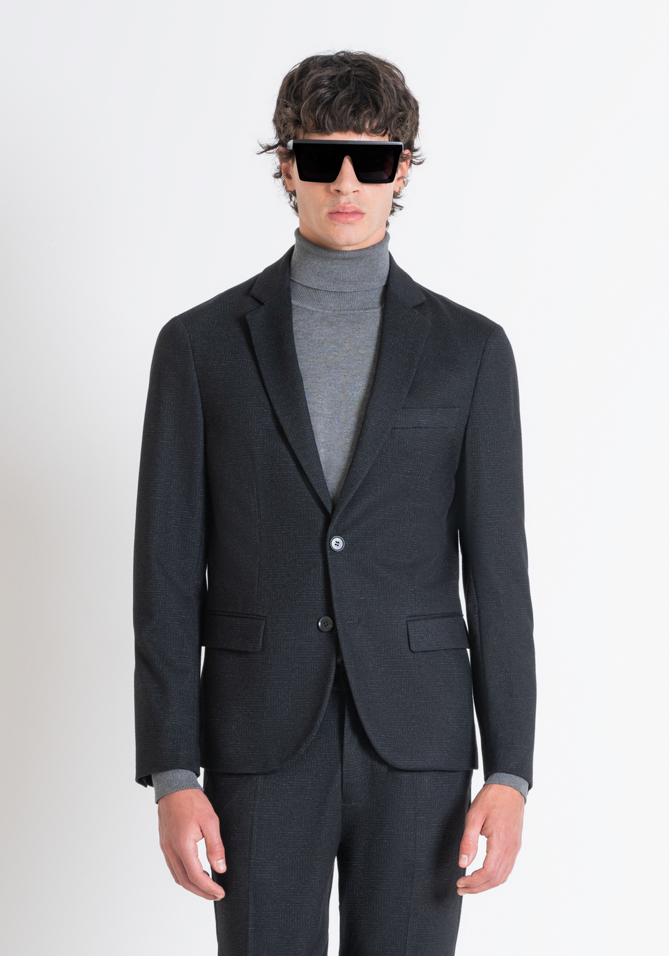 SUPER SLIM FIT BLACK "ASHE" JACKET IN SOFT ELASTIC VISCOSE - Antony Morato Online Shop