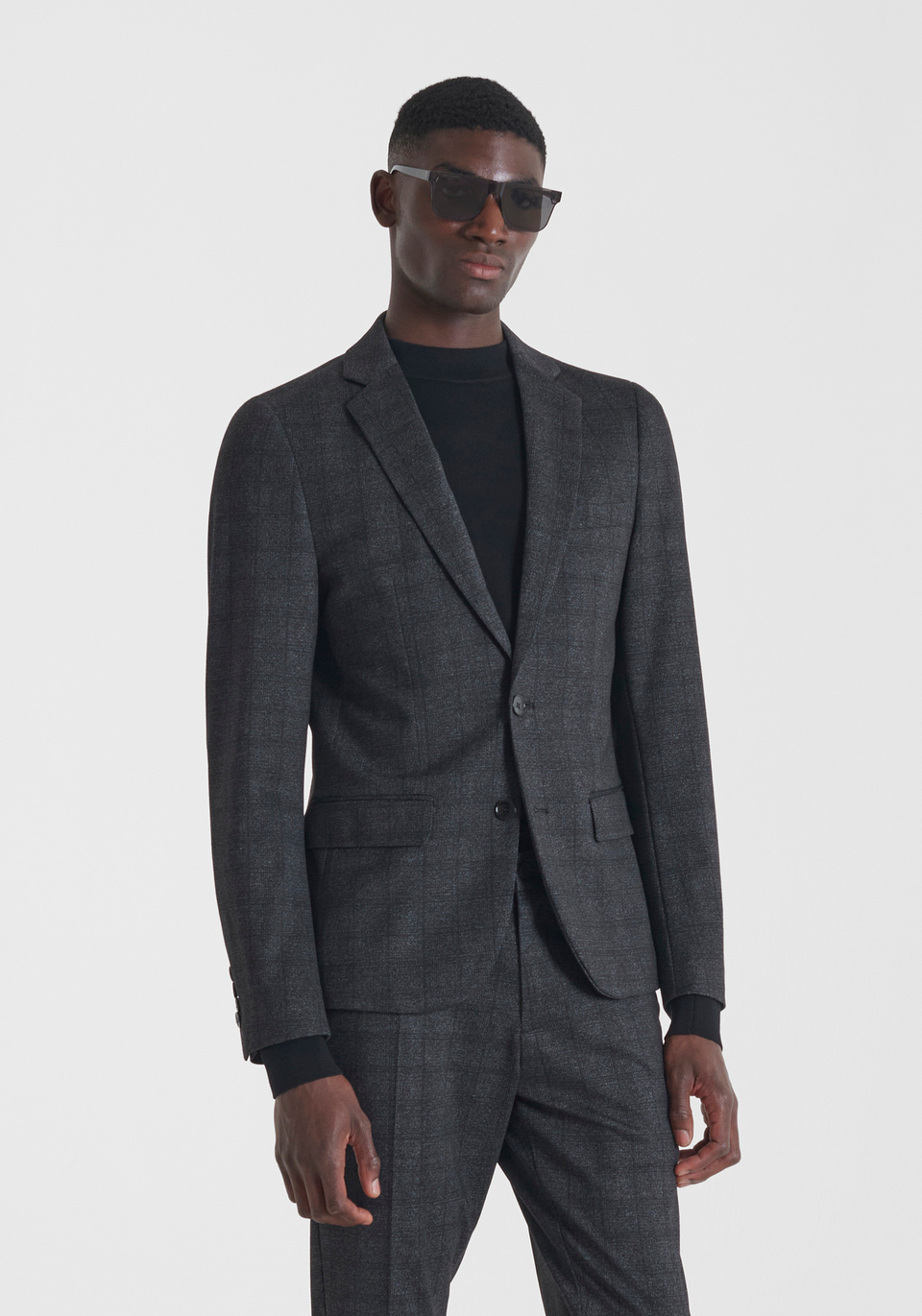 SUPER SLIM FIT JACKET "ASHE" IN VISCOSE BLEND STRETCH CLASSIC PATTERN - Antony Morato Online Shop