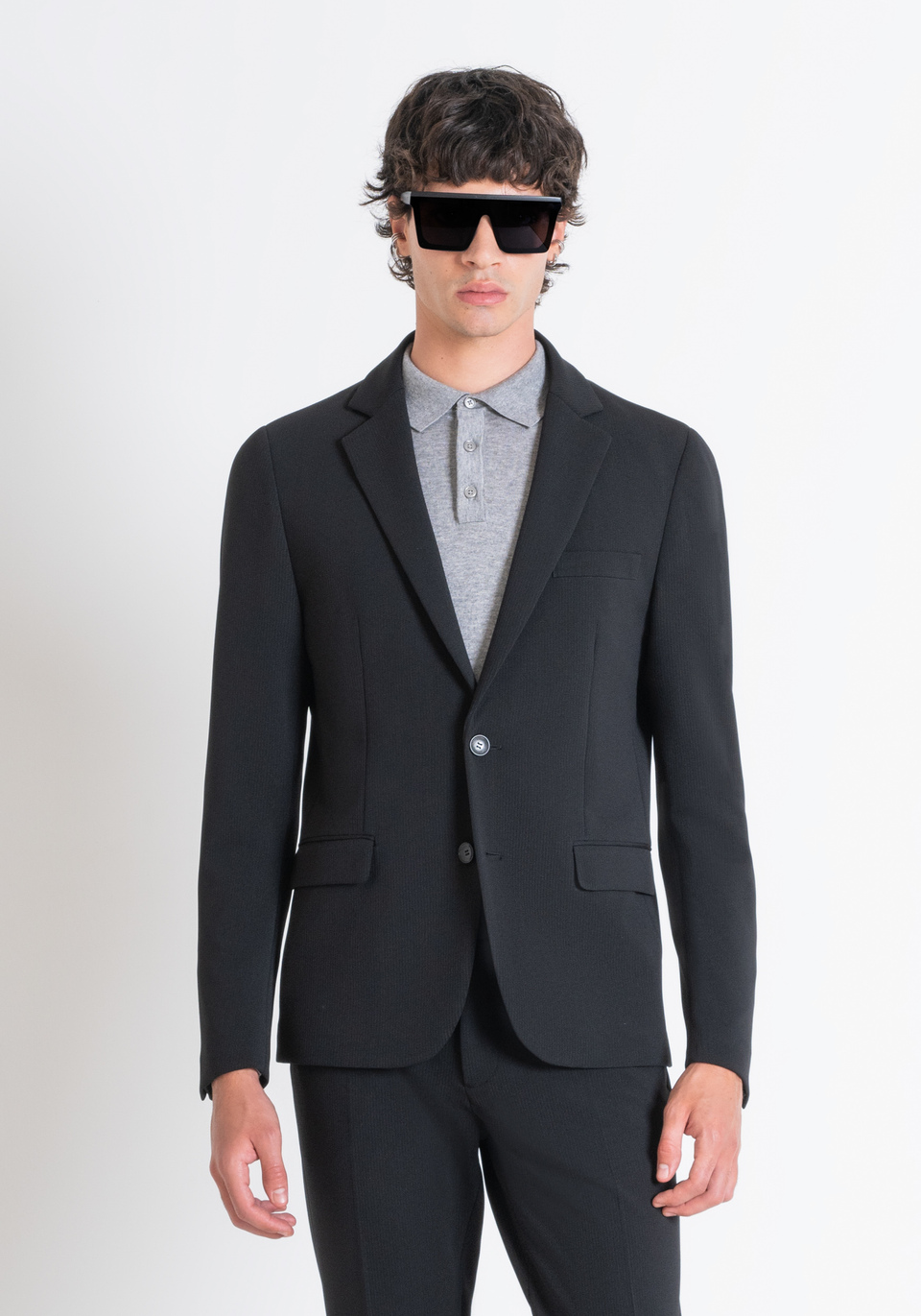 VESTE « ASHE » SUPER SLIM FIT EN TISSU ÉLASTIQUE AVEC MICRO-MOTIF - Antony Morato Online Shop