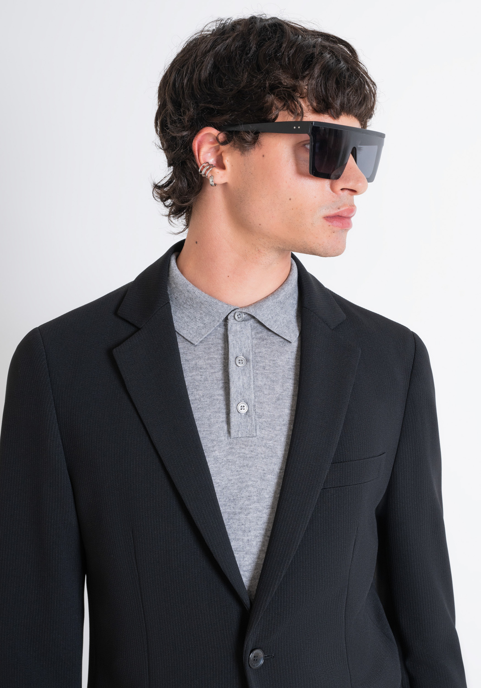 VESTE « ASHE » SUPER SLIM FIT EN TISSU ÉLASTIQUE AVEC MICRO-MOTIF - Antony Morato Online Shop