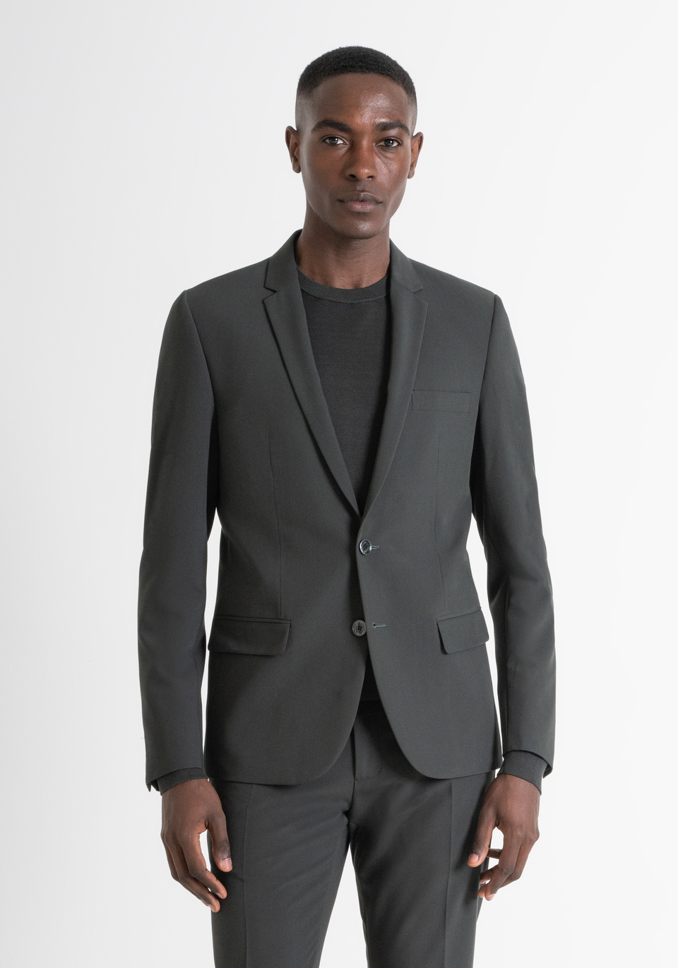 VESTE « BONNIE » SLIM FIT EN VISCOSE MÉLANGÉE ÉLASTIQUE VERTE - Antony Morato Online Shop