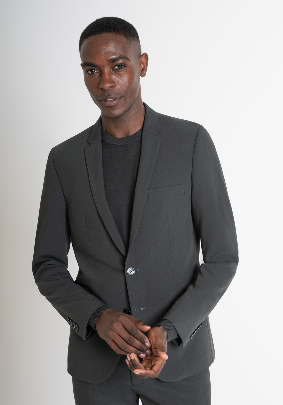 SLIM FIT GREEN "BONNIE" JACKET IN ELASTIC VISCOSE BLEND - Antony Morato Online Shop