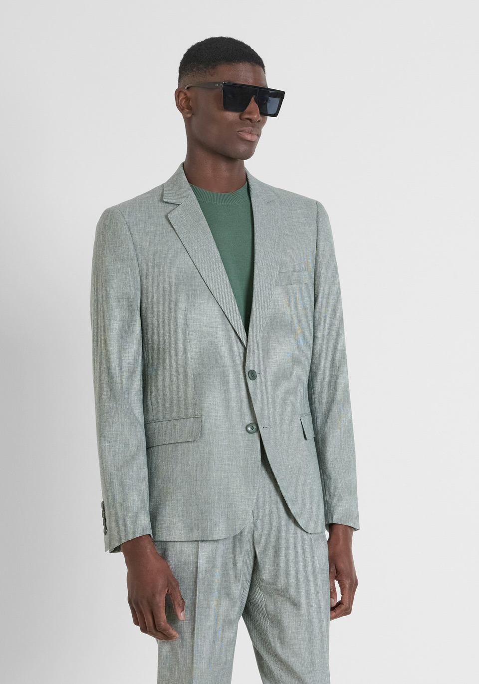 JACKET REGULAR FIT "LUIS" IN STRETCH COTTON LINEN BLEND WITH MICROPATTERN - Antony Morato Online Shop JACKET REGULAR FIT "LUIS" IN STRETCH COTTON LINEN BLEND WITH MICROPATTERN - Antony Morato Online Shop