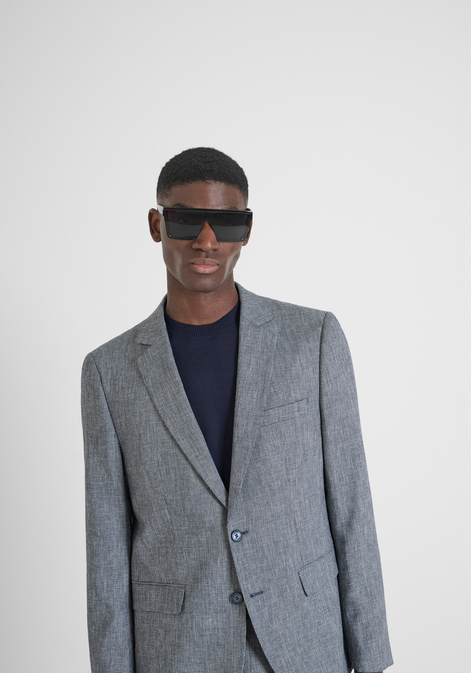 REGULAR FIT JACKET "LUIS" IN STRETCH COTTON LINEN BLEND WITH MICROPATTERN - Antony Morato Online Shop