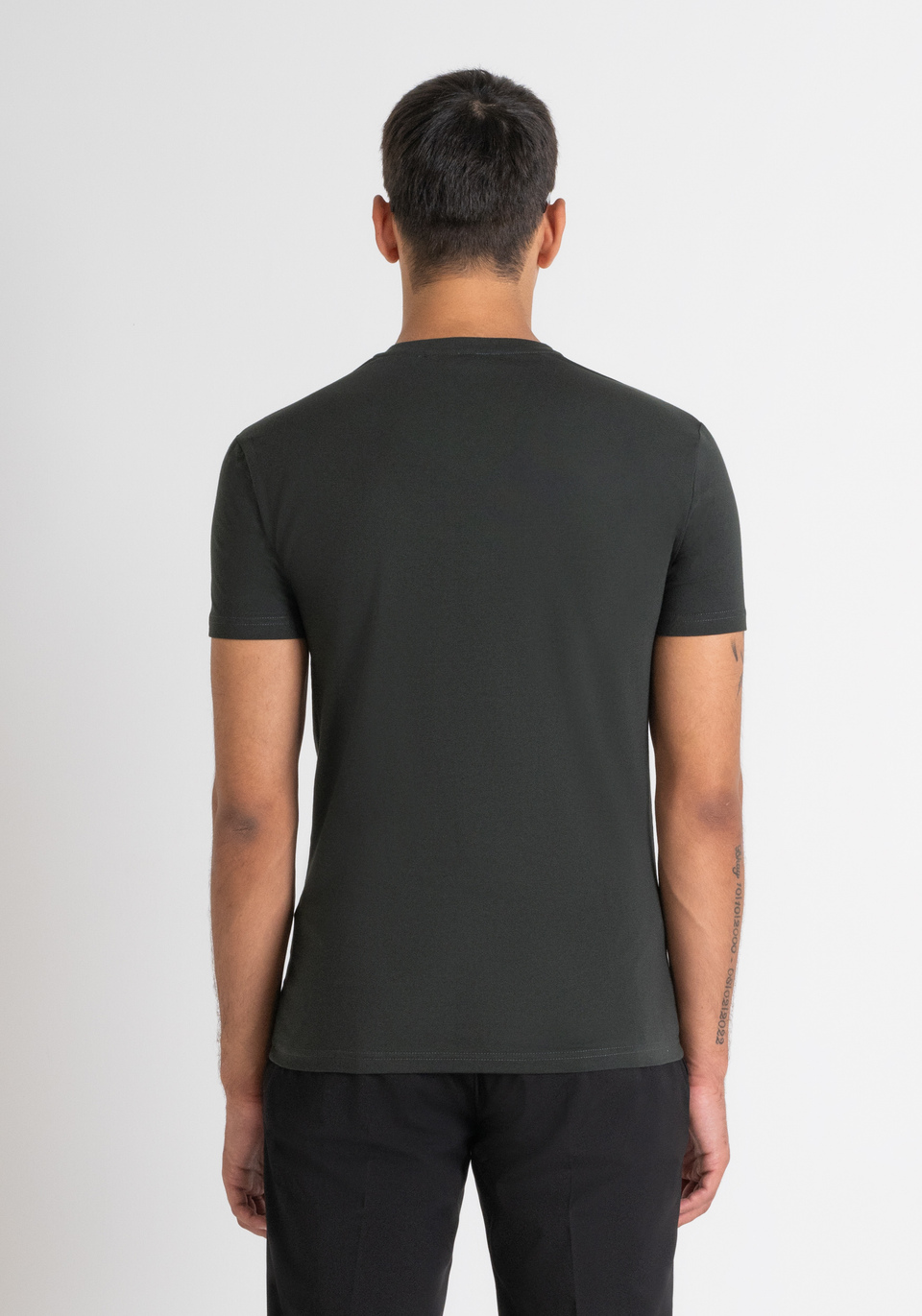SUPER SLIM FIT STRETCH COTTON T SHIRT WITH RUBBERISED LOGO Antony Morato