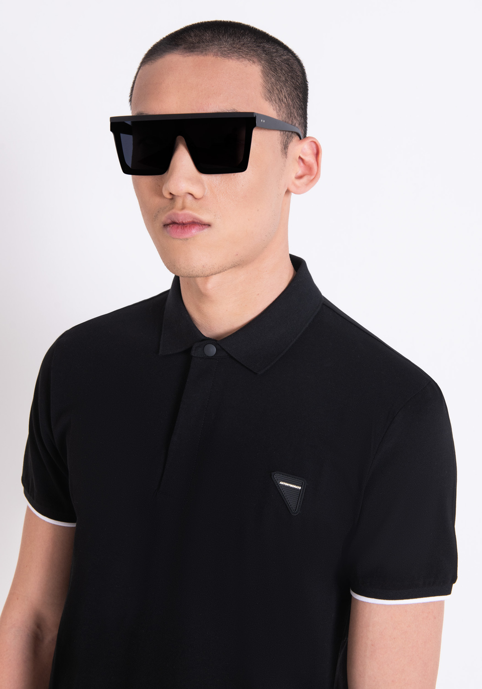 REGULAR FIT POLO SHIRT IN MERCERIZED PIQUE WITH LOGO PATCH Antony Morato