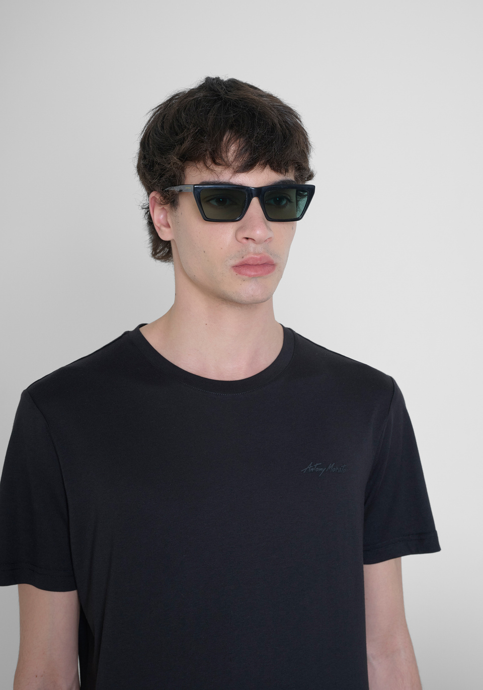 T-SHIRT COUPE RÉGULIÈRE EN COTON VISCOSE LOGO TON SUR TON - Antony Morato Online Shop