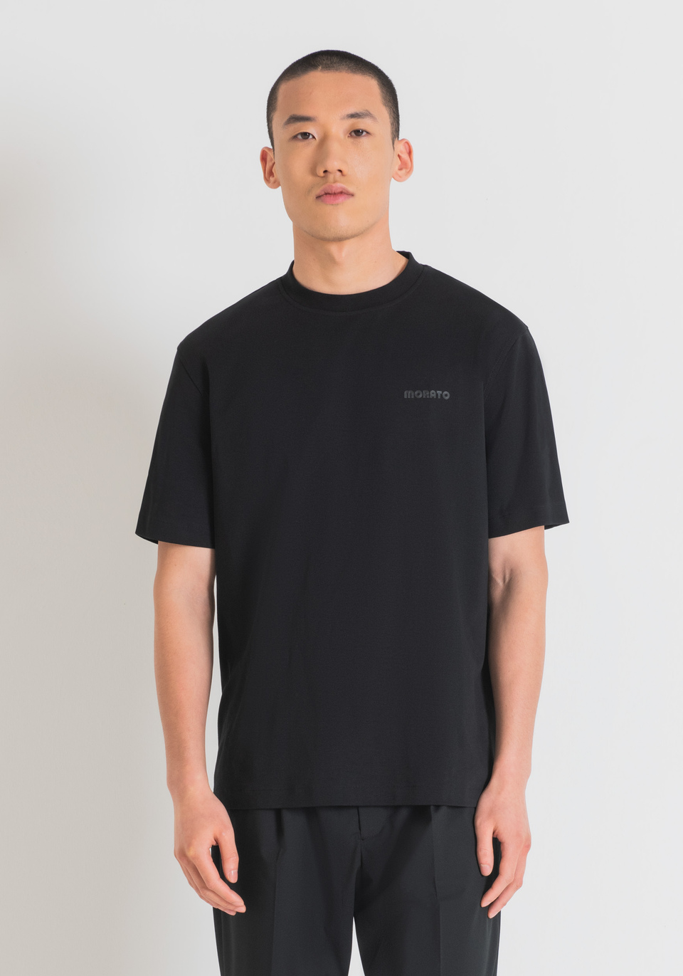 RELAXED FIT COTTON JERSEY T-SHIRT WITH EMBOSSED MATT LOGO PRINT - Antony Morato Online Shop