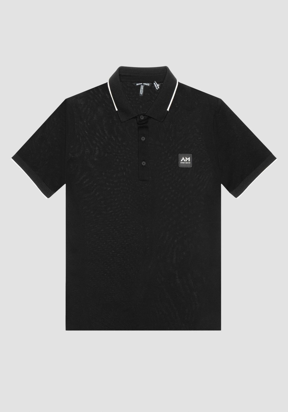 REGULAR FIT POLO SHIRT IN MERCERISED COTTON PIQUE WITH LOGO PATCH - Antony Morato Online Shop