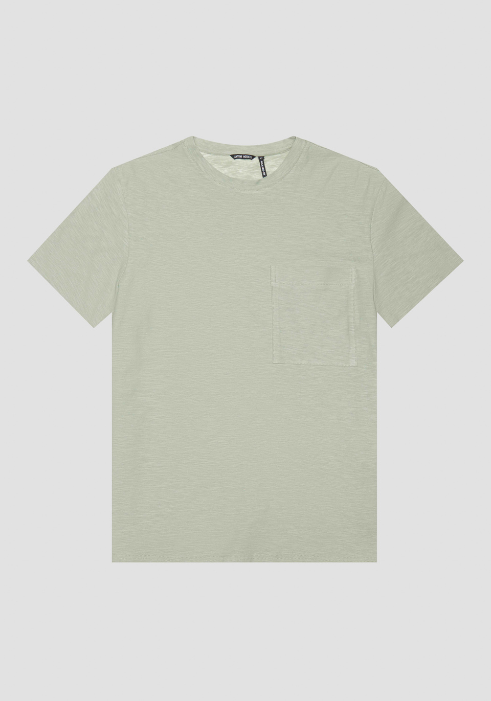 RELAXED FIT FLAMED COTTON T-SHIRT WITH LOGO PLAQUE - Antony Morato Online Shop
