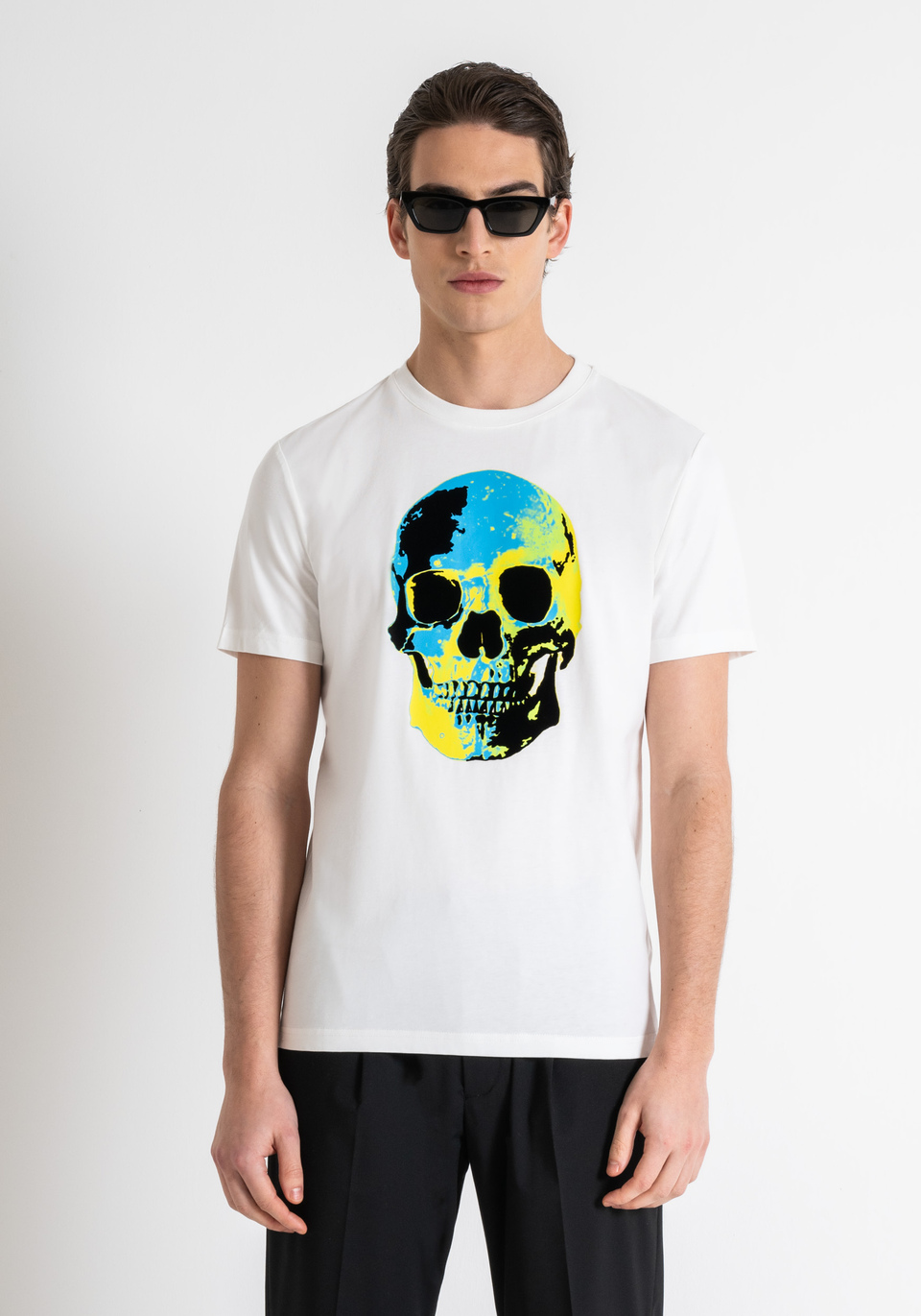 SLIM FIT T-SHIRT IN COTTON WITH SKULL PRINT - Antony Morato Online Shop