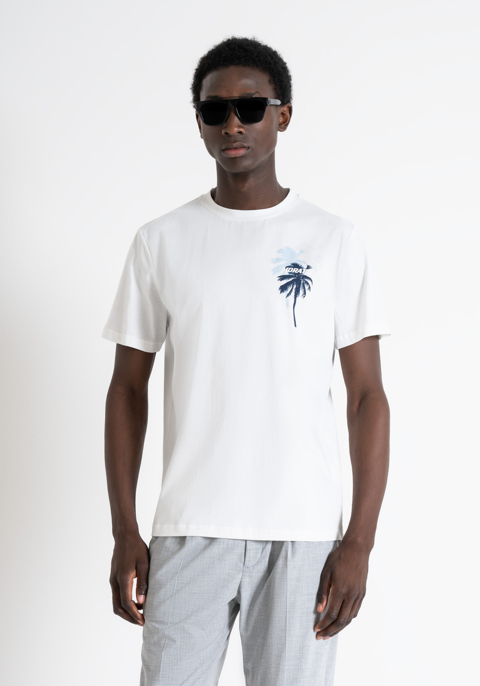 COTTON REGULAR FIT T-SHIRT WITH HEART SIDE PRINT AND LOGO - Antony Morato Online Shop