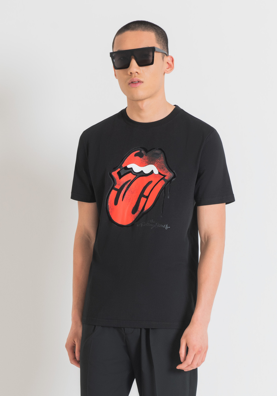 T-SHIRT REGULAR FIT EN JERSEY DE COTON AVEC IMPRIMÉ ROLLING STONES - Antony Morato Online Shop