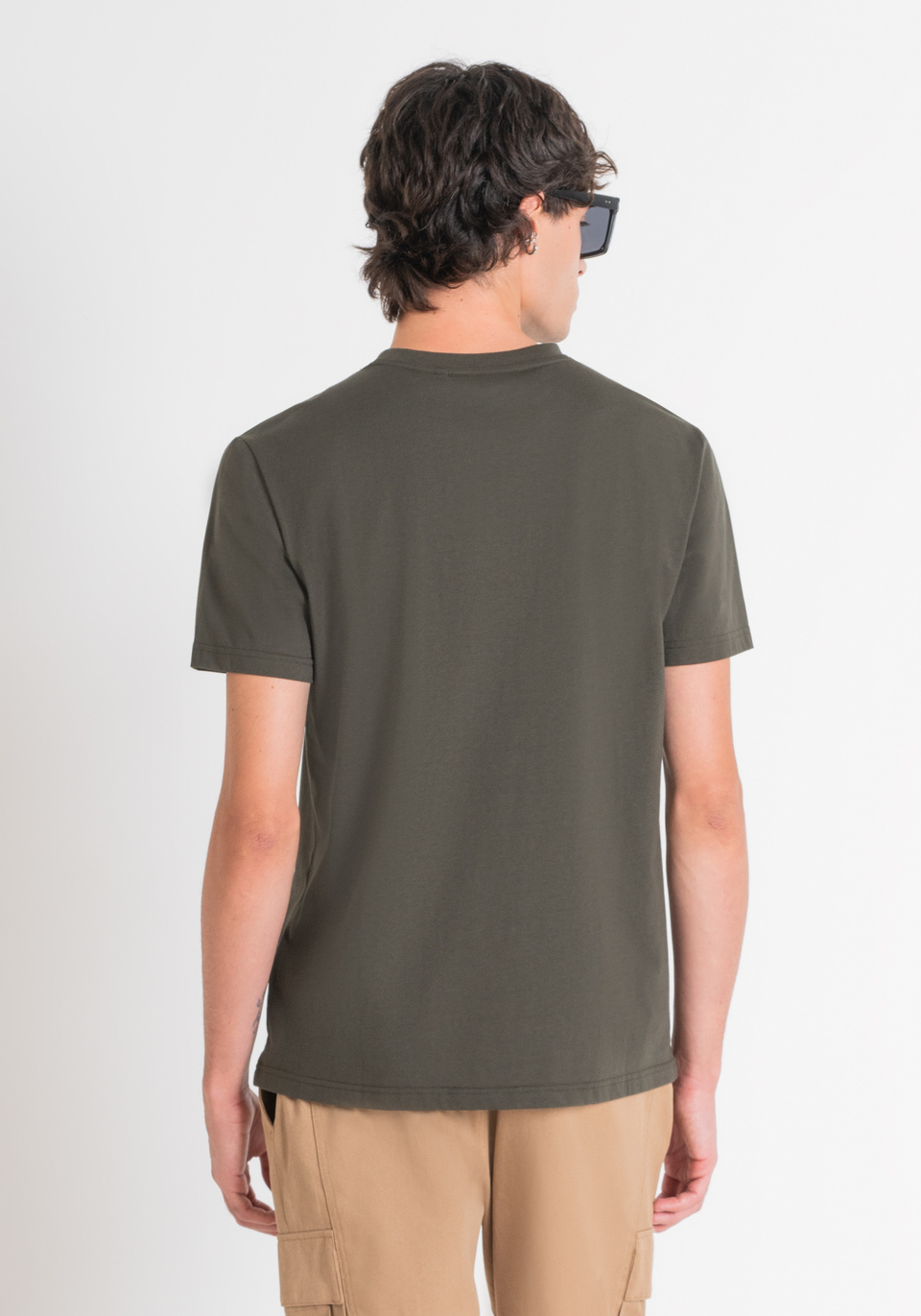 T-SHIRT REGULAR FIT AUS GRÜNEM BAUMWOLLJERSEY MIT LOGO - Antony Morato Online Shop