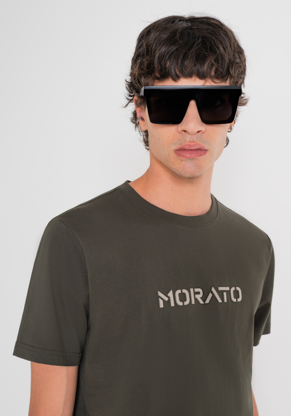 T-SHIRT REGULAR FIT AUS GRÜNEM BAUMWOLLJERSEY MIT LOGO - Antony Morato Online Shop