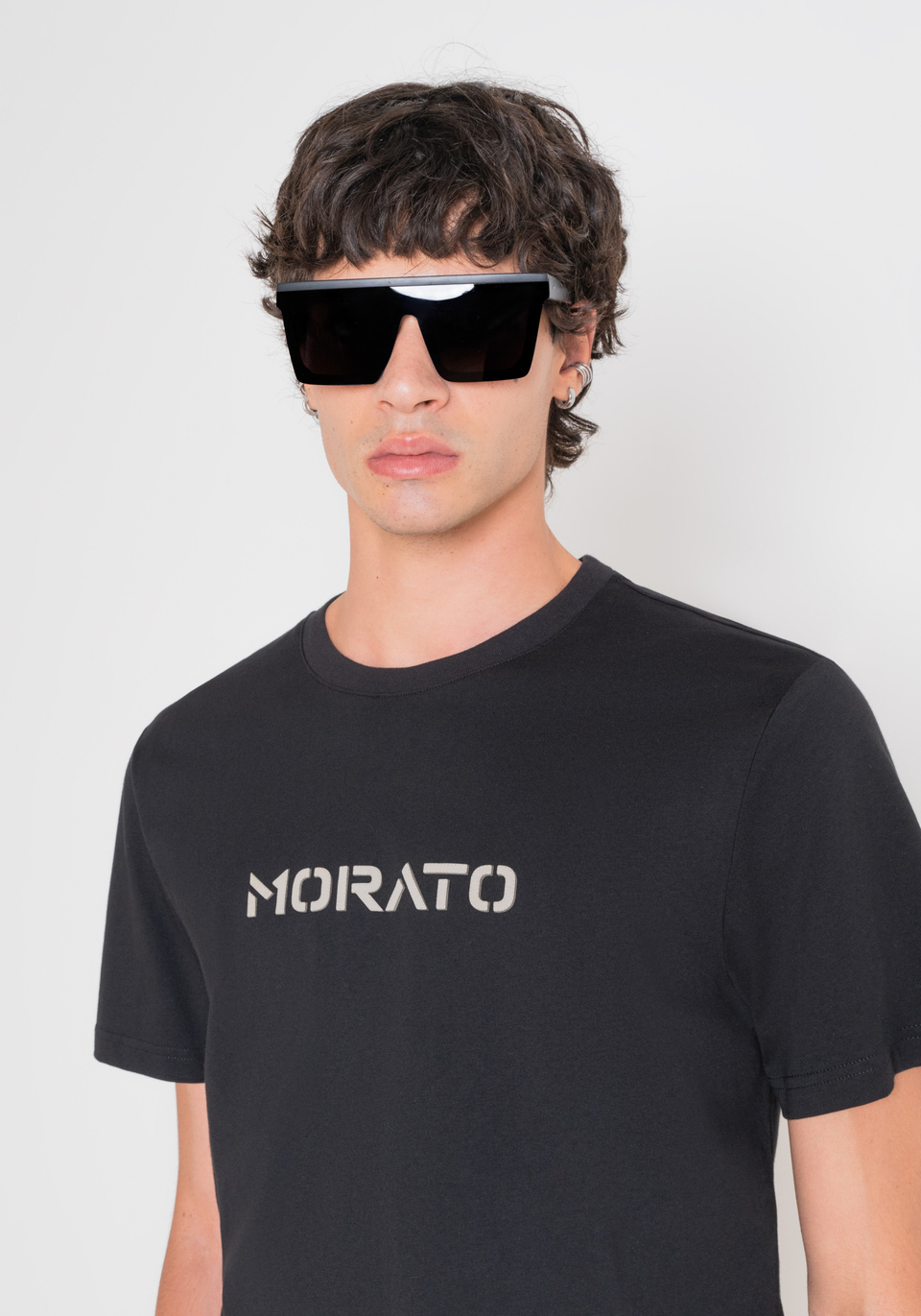 T-SHIRT REGULAR FIT EN JERSEY DE COTON NOIR AVEC LOGO - Antony Morato Online Shop