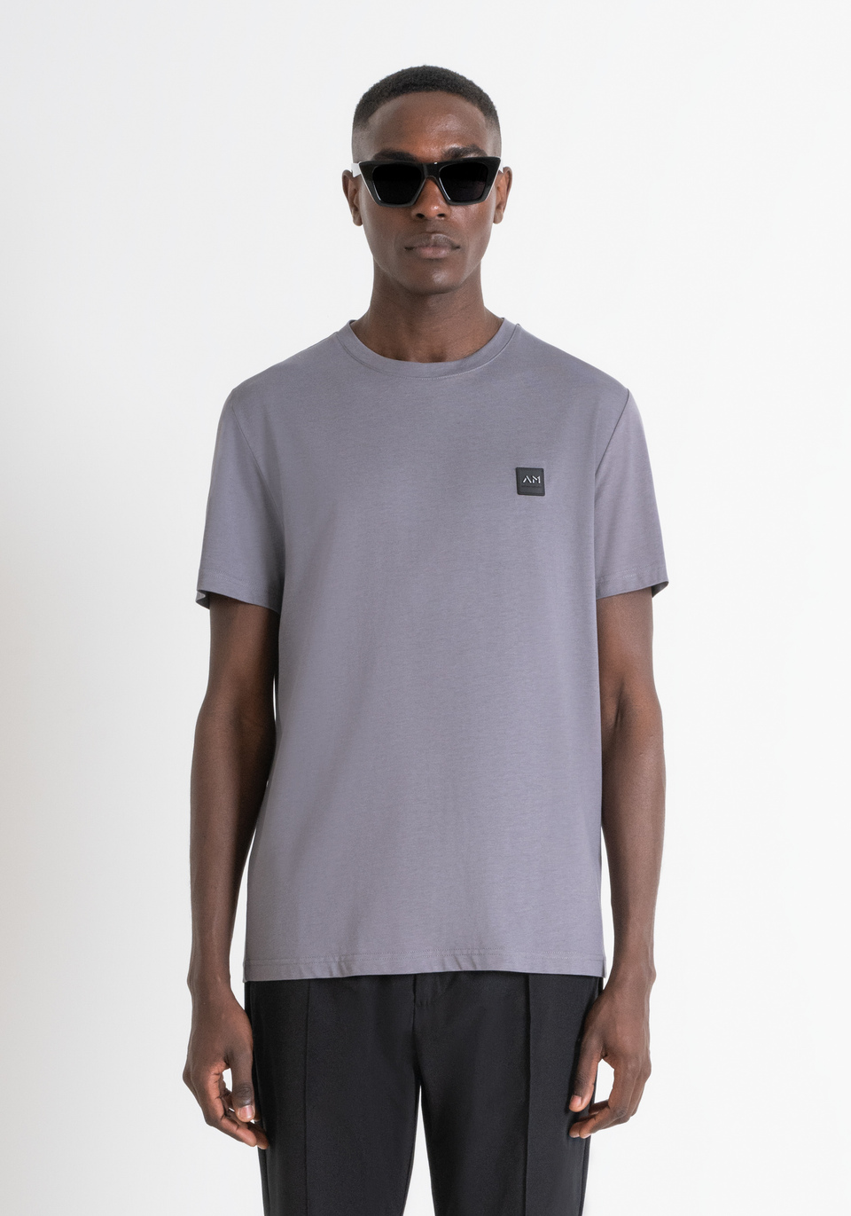 T-SHIRT REGULAR FIT IN TESSUTO GRIGIO MISTO VISCOSA SOSTENIBILE - Antony Morato Online Shop