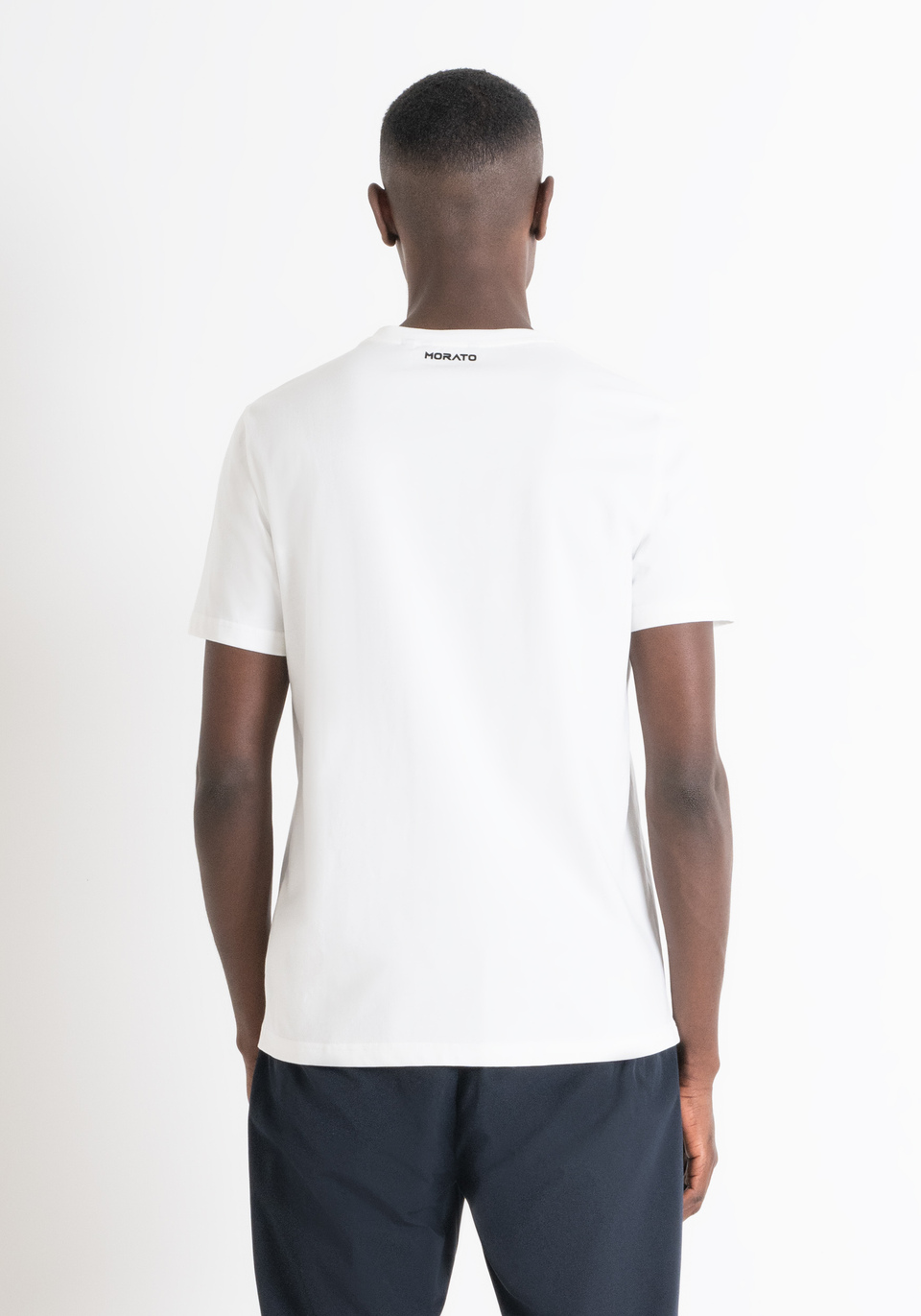 REGULAR FIT T-SHIRT IN WHITE COTTON JERSEY WITH TIGER PRINT - Antony Morato Online Shop