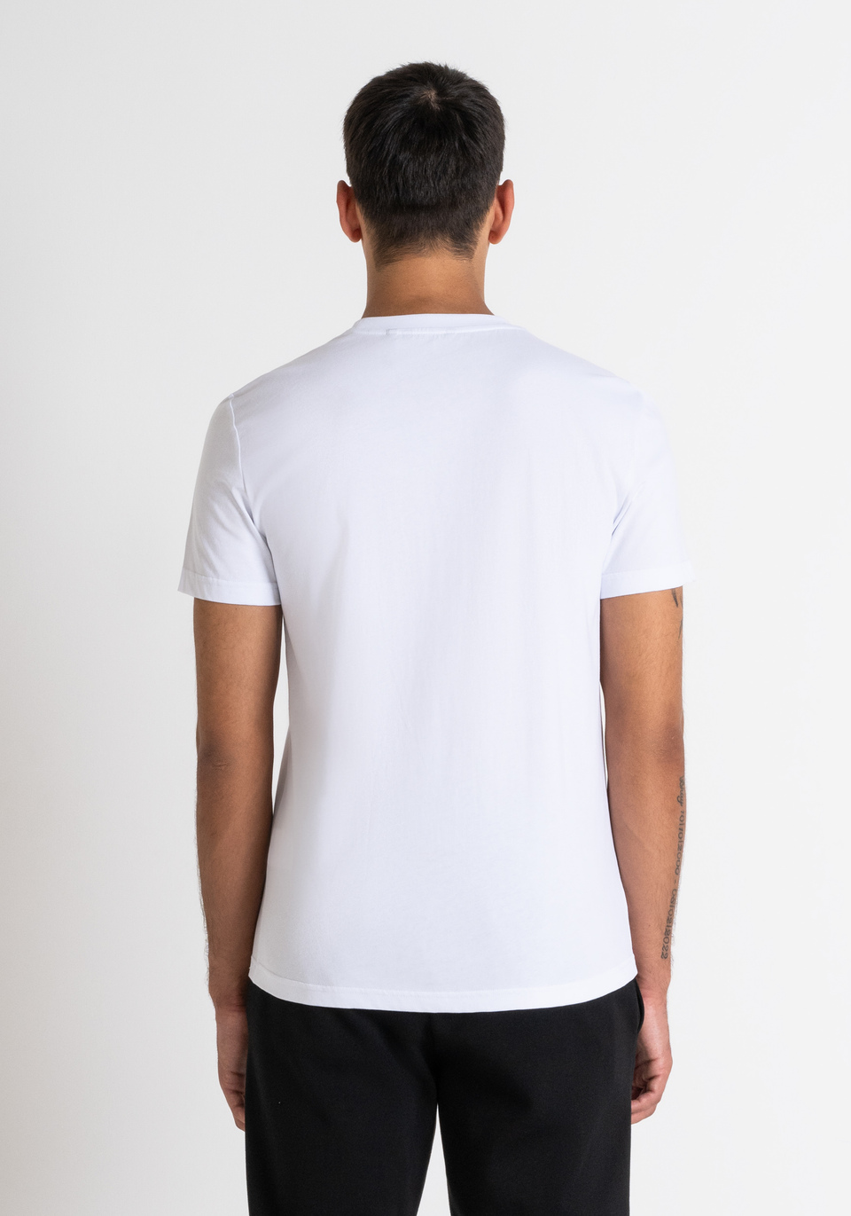 T-SHIRT REGULAR FIT AUS WEISSEM BAUMWOLLJERSEY MIT NUANCIERTEM PRINT - Antony Morato Online Shop