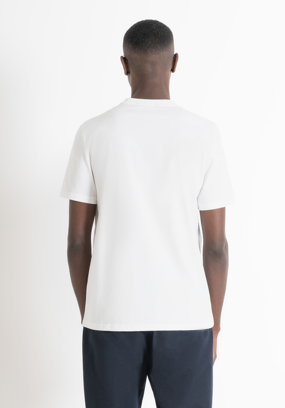 REGULAR FIT T-SHIRT IN WHITE COTTON JERSEY WITH LOGO - Antony Morato Online Shop
