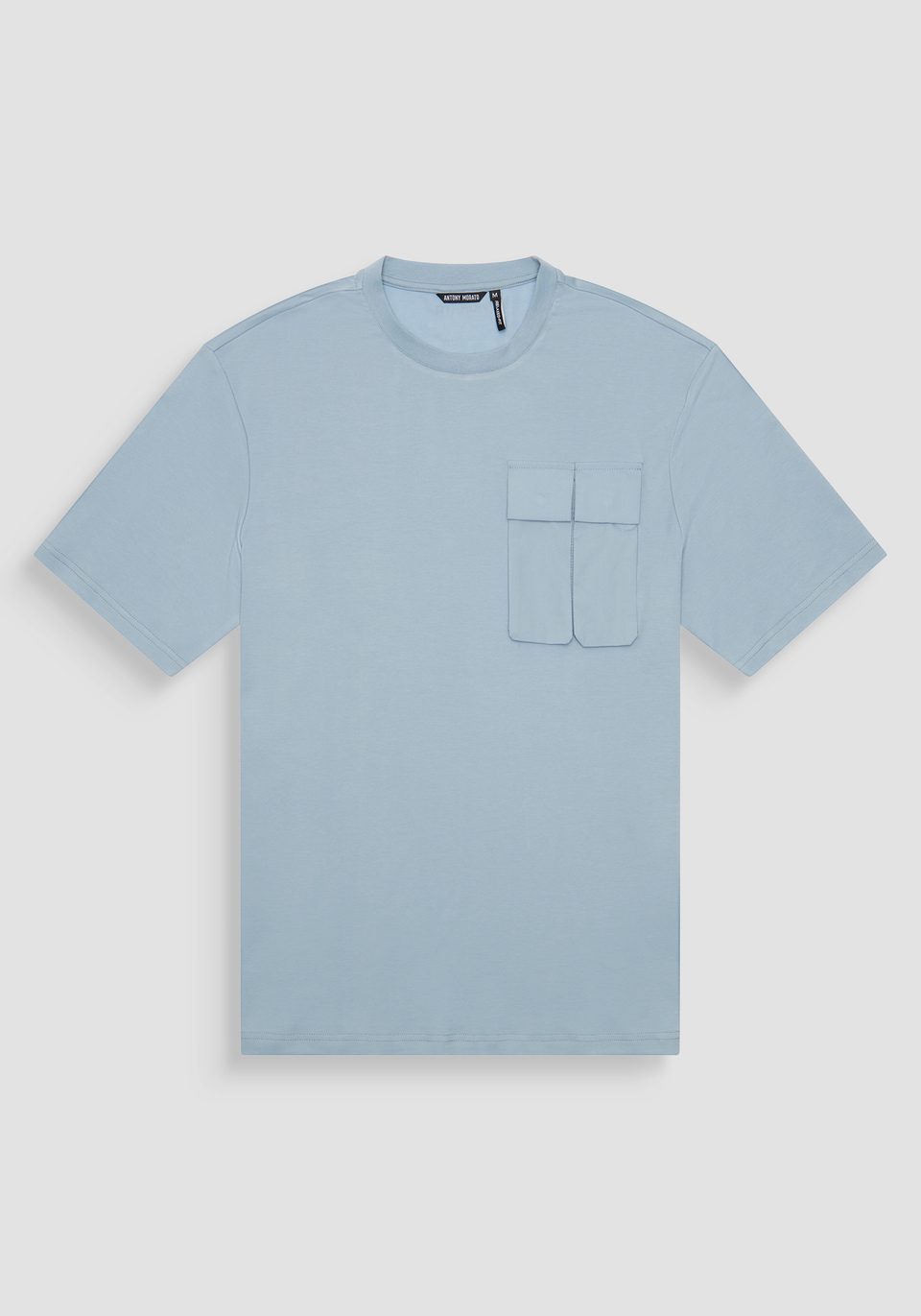 RELAXED FIT 100% COTTON JERSEY T-SHIRT WITH DOUBLE BREAST POCKET AND EMBOSSED LOGO ON BACK - Antony Morato Online Shop