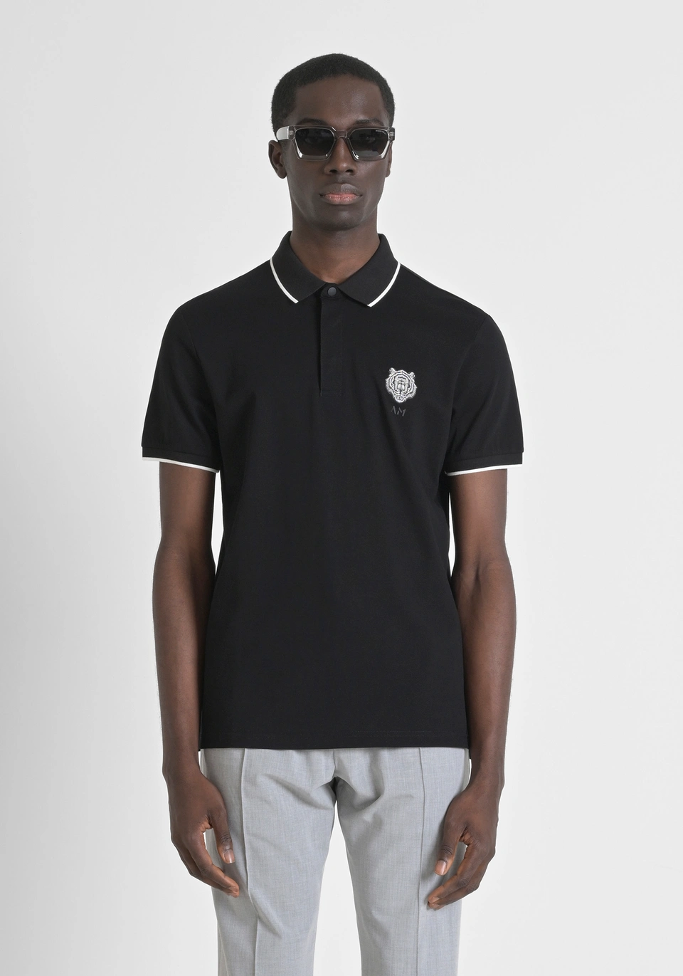 REGULAR-FIT COTTON PIQUE POLO SHIRT WITH TIGER PATCH