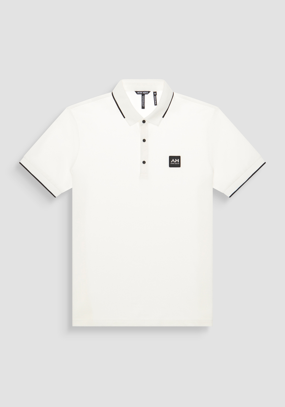 POLO SLIM FIT DE PURO ALGODÓN CON PATRÓN GEOMÉTRICO INTEGRAL Y LOGOTIPO EN RELIEVE - Antony Morato Online Shop
