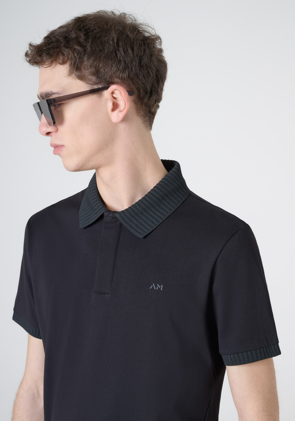 PURE COTTON JERSEY REGULAR FIT POLO SHIRT WITH MONOGRAM PRINT - Antony Morato Online Shop