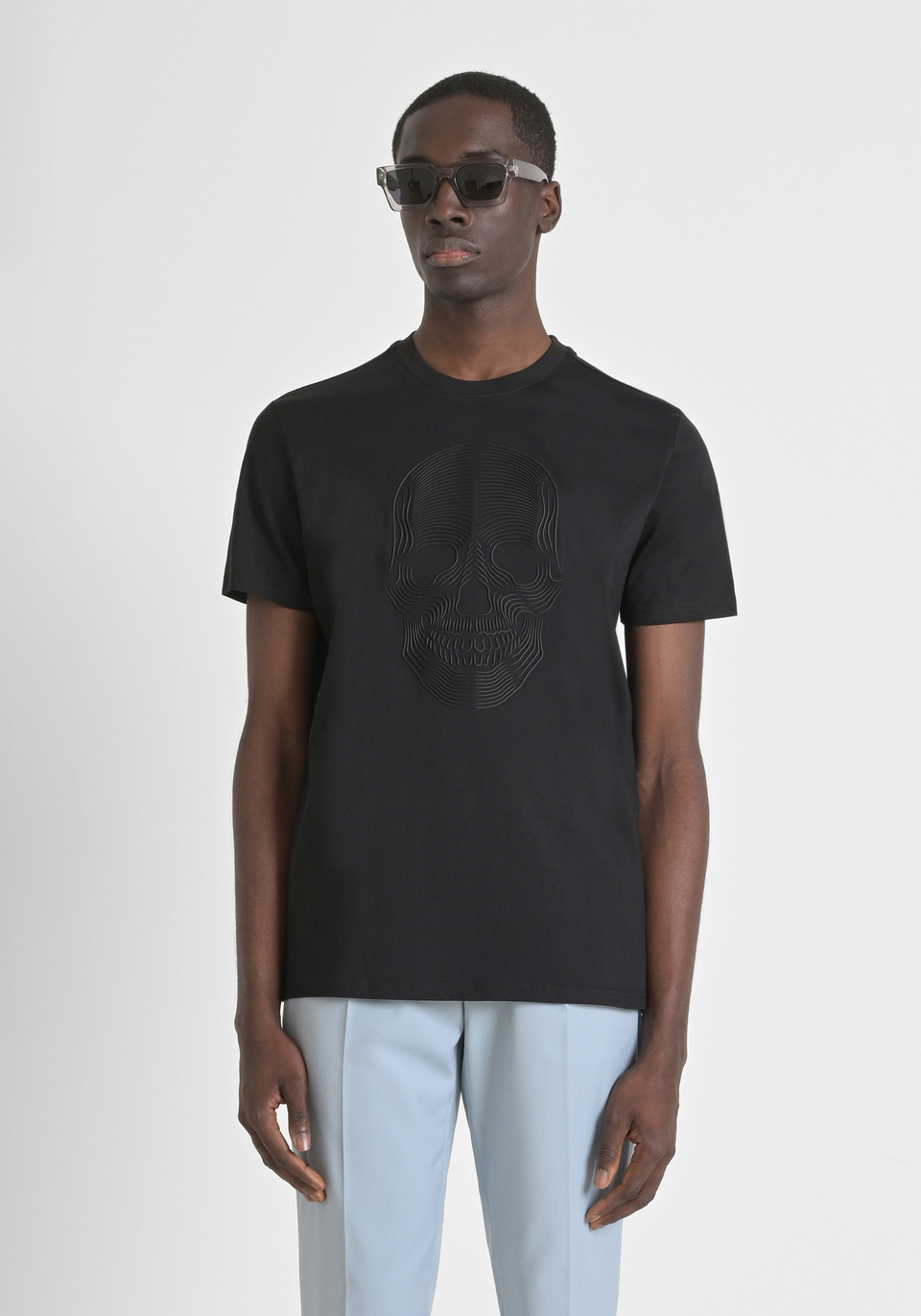 REGULAR FIT COTTON JERSEY T-SHIRT WITH RUBBERISED PRINT - Antony Morato Online Shop
