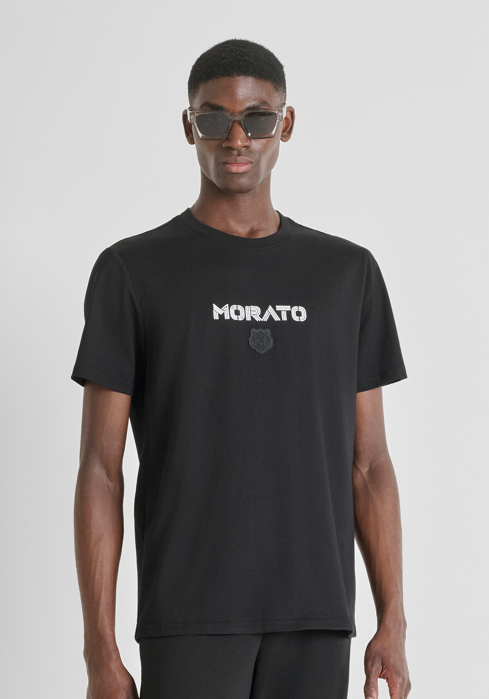 REGULAR FIT COTTON JERSEY T-SHIRT WITH LOGO PRINT AND TIGER - Antony Morato Online Shop