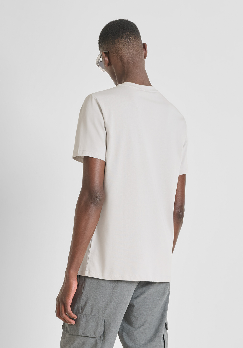 REGULAR FIT COTTON JERSEY T-SHIRT WITH SPONGE LOGO - Antony Morato Online Shop