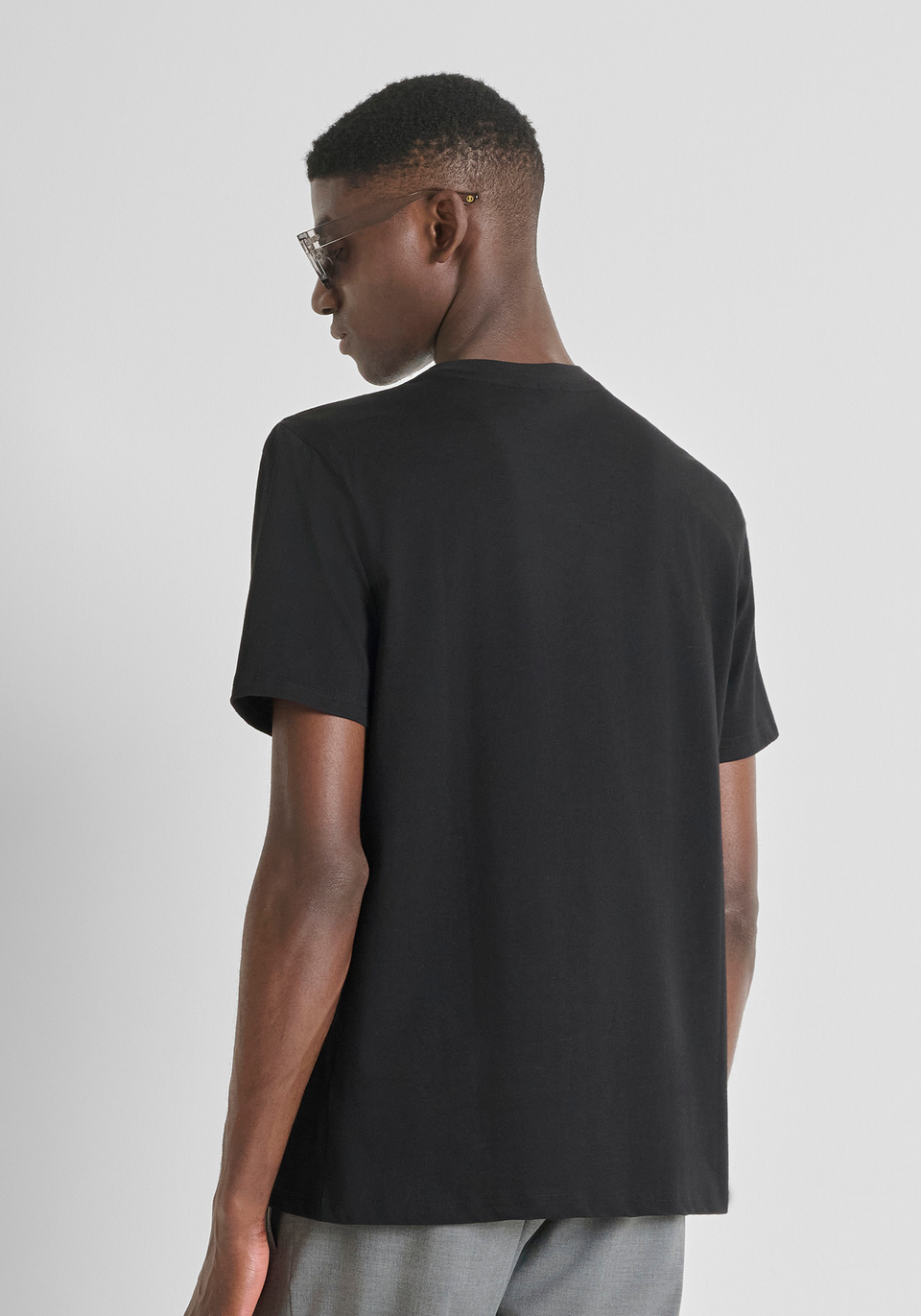 REGULAR FIT COTTON JERSEY T-SHIRT WITH SPONGE LOGO - Antony Morato Online Shop