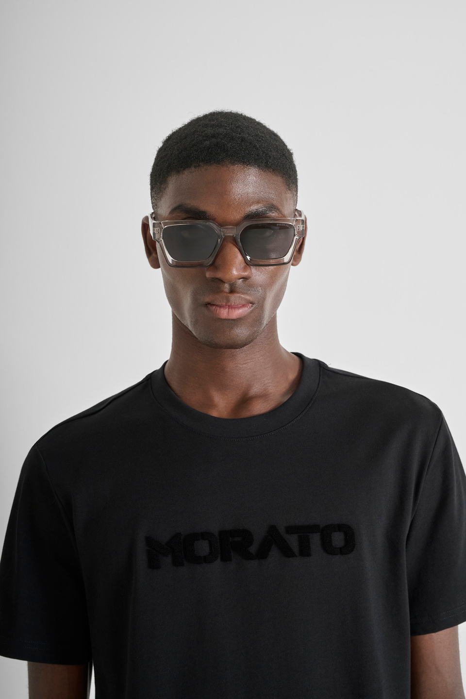 REGULAR FIT COTTON JERSEY T-SHIRT WITH SPONGE LOGO - Antony Morato Online Shop
