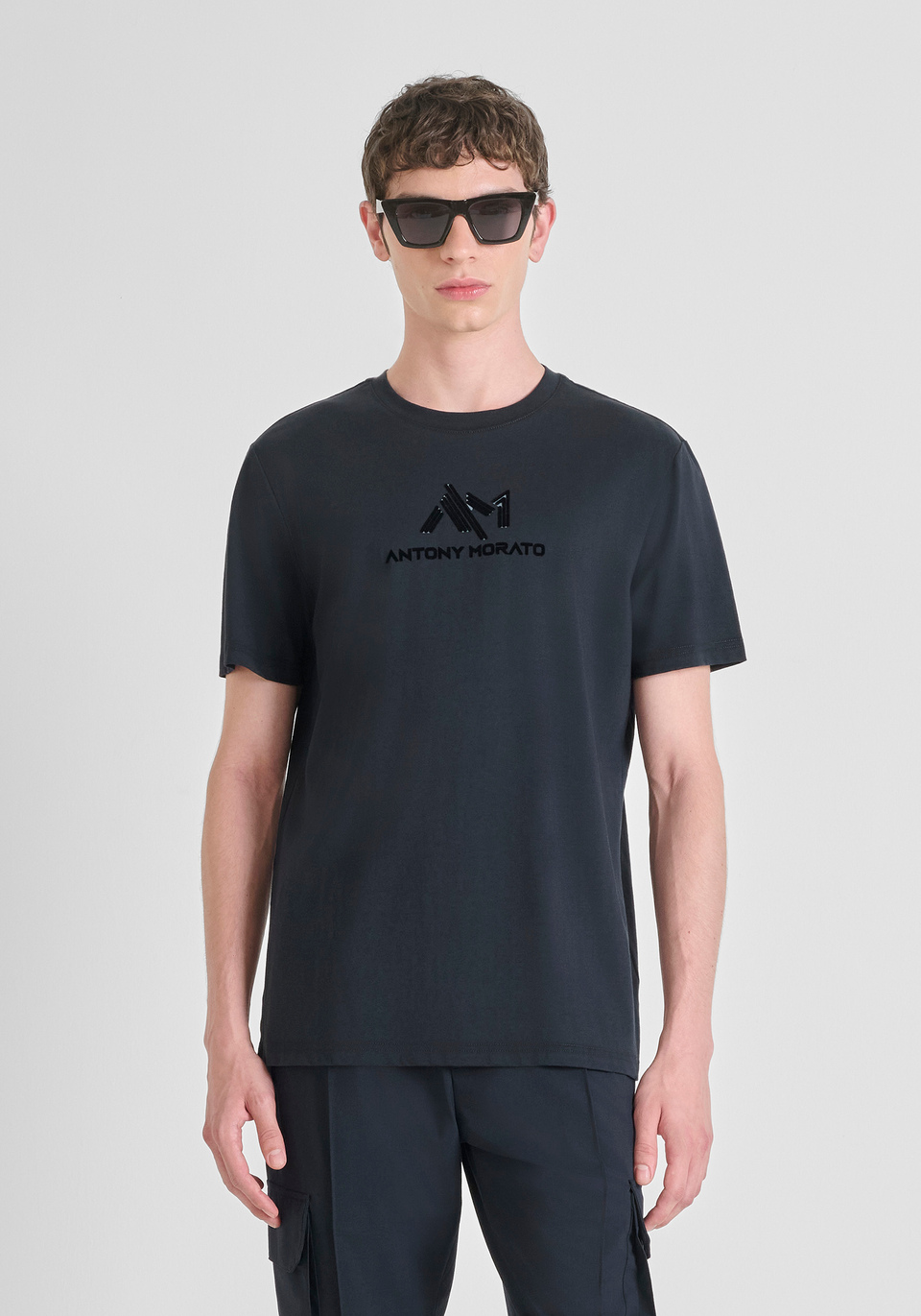 REGULAR FIT T-SHIRT IN COTTON JERSEY WITH LETTERING LOGO PRINT - Antony Morato Online Shop