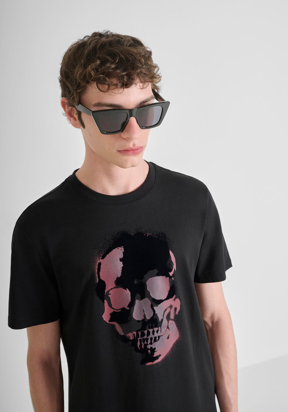 REGULAR FIT COTTON JERSEY T-SHIRT WITH SKULL PRINT - Antony Morato Online Shop