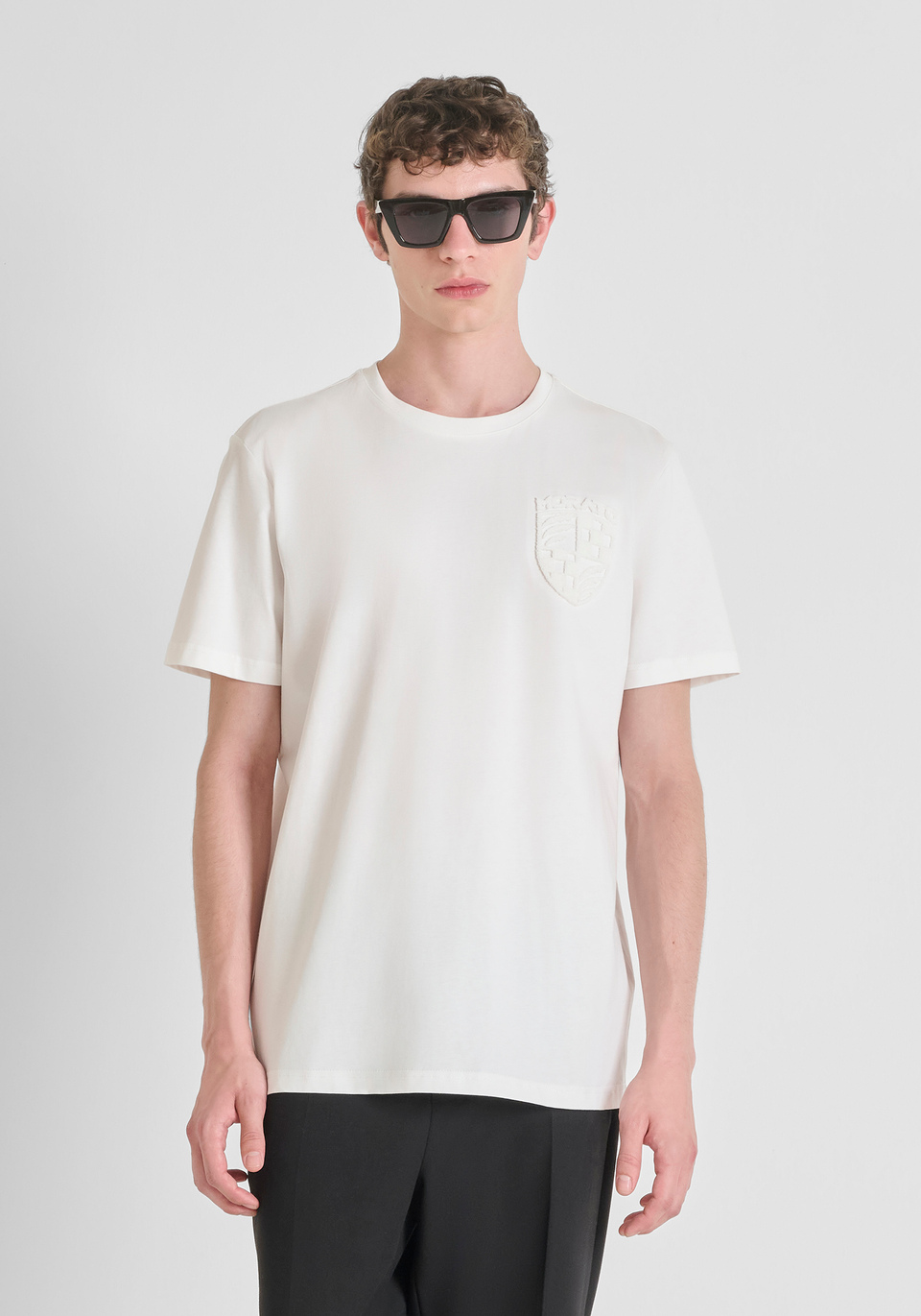 REGULAR FIT COTTON JERSEY T-SHIRT WITH LOGO PRINT - Antony Morato Online Shop
