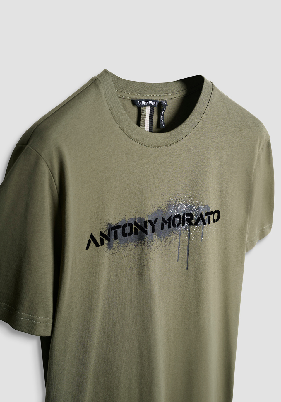 REGULAR FIT COTTON JERSEY T-SHIRT WITH PAINT LOGO PRINT - Antony Morato Online Shop