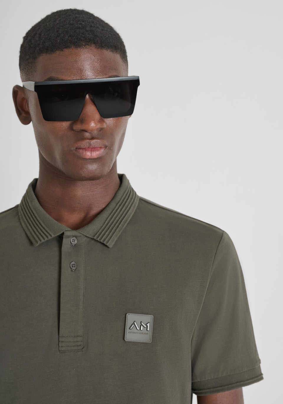 REGULAR FIT COTTON JERSEY POLO SHIRT WITH SMALL LOGO PATCH - Antony Morato Online Shop