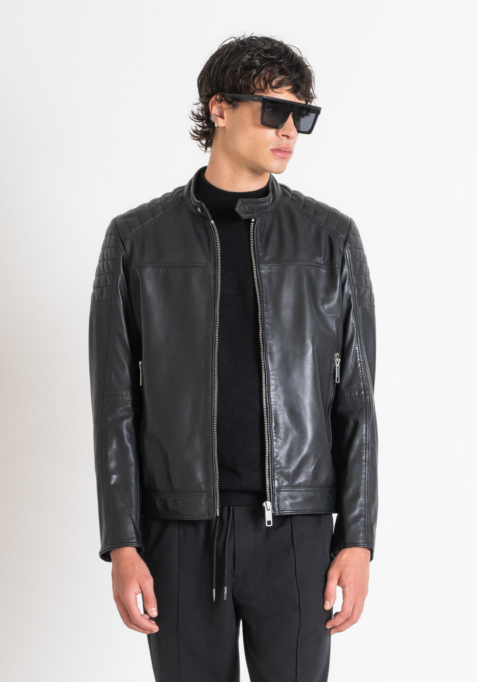 VINTAGE STYLE GENUINE LEATHER BIKER JACKET Antony Morato